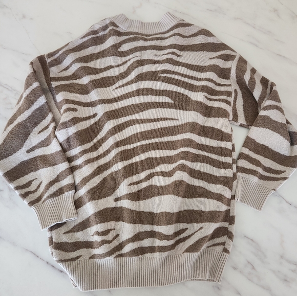 New‎ Varley Anthropologie zip up zebra striped cardigan sweater - Picture 13 of 16